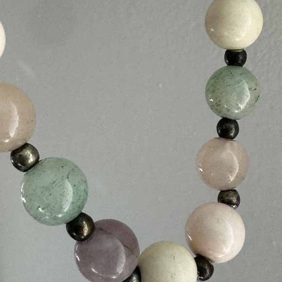 Vintage Beaded Necklace Rose Quartz Aventurine Amethyst Gemstone Natural 24" - Picture 6 of 15